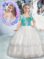 Customized Spaghetti Straps Flower Girl Dresses with Beading and Lace