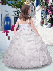 Customized Straps Ball Gown Little Girl Pageant Dresses with Ruffles