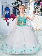 Elegant Halter Top Little Girl Pageant Dresses with Appliques and Beading