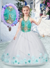 Elegant Halter Top Little Girl Pageant Dresses with Appliques and Beading