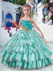 Elegant Spaghetti Straps Little Girl Pageant Dresses with Ruffled Layers and Beading