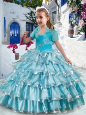 Elegant Spaghetti Straps Little Girl Pageant Dresses with Ruffled Layers and Beading