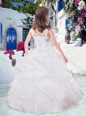 Elegant Straps Ball Gown Little Girl Pageant Dresses with Beading and Bubles