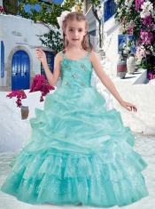 Elegant Straps Ball Gown Little Girl Pageant Dresses with Beading and Bubles