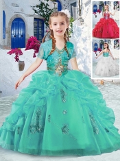 Fashionable Halter Top Little Girl Pageant Dresses with Beading and Bubles