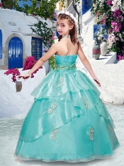 Fashionable Halter Top Turquoise Little Girl Pageant Dresses with Appliques