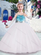 Gorgeous Spaghetti Straps Flower Girl Dresses with Appliques and Beading