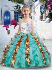 Gorgeous Spaghetti Straps Little Girl Pageant Dresses with Beading and Ruffles