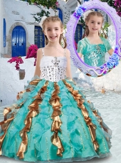 Gorgeous Spaghetti Straps Little Girl Pageant Dresses with Beading and Ruffles