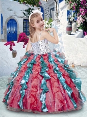 Gorgeous Spaghetti Straps Little Girl Pageant Dresses with Beading and Ruffles