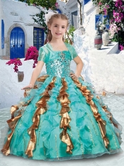 Gorgeous Spaghetti Straps Little Girl Pageant Dresses with Beading and Ruffles
