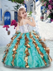 Gorgeous Spaghetti Straps Little Girl Pageant Dresses with Beading and Ruffles