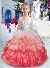Gorgeous Straps Little Girl Pageant Dresses with Ruffled Layers and Beading