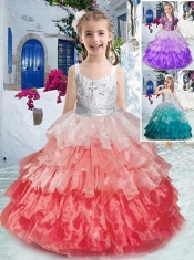 Gorgeous Straps Little Girl Pageant Dresses with Ruffled Layers and Beading