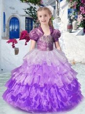 Gorgeous Straps Little Girl Pageant Dresses with Ruffled Layers and Beading