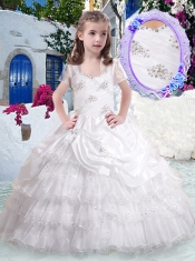 Gorgeous Straps Little Girl Pageant Dresses with Ruffled Layers and Beading