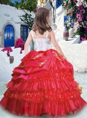 Gorgeous Straps Little Girl Pageant Dresses with Ruffled Layers and Beading