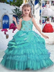Gorgeous Straps Little Girl Pageant Dresses with Ruffled Layers and Beading
