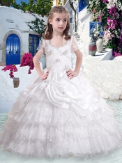Gorgeous Straps Little Girl Pageant Dresses with Ruffled Layers and Beading
