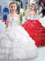 Hot Sale Spaghetti Straps Little Girl Pageant Dresses with Ruffled Layers
