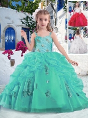 Latest Ball Gown Straps Beading and Bubles Little Girl Pageant Dresses