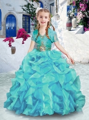 Latest Halter Top Little Girl Pageant Dresses with Ruffles and Beading