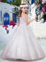 Latest Spaghetti Straps Flower Girl Dresses with Appliques and Bubles