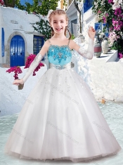 Latest Spaghetti Straps Flower Girl Dresses with Appliques and Bubles