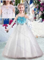 Latest Spaghetti Straps Flower Girl Dresses with Appliques and Bubles