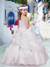 Latest Spaghetti Straps Flower Girl Dresses with Appliques and Bubles