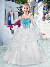 Latest Spaghetti Straps Flower Girl Dresses with Appliques and Bubles