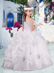 Latest Spaghetti Straps Little Girl Pageant Dresses with Appliques and Bubles