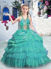Lovely Halter Top Little Girl Pageant Dresses with Ruffled Layers