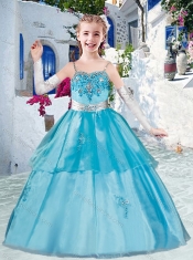 Lovely Spaghetti Straps Little Girl Pageant Dress with Appliques and Beading