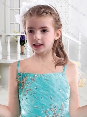 Lovely Spaghetti Straps Little Girl Pageant Dresses with Beading and Bubles