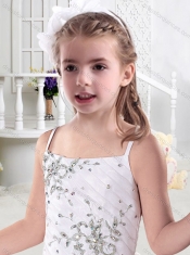 Lovely Spaghetti Straps Little Girl Pageant Dresses with Beading and Bubles