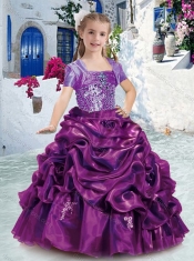 Lovely Spaghetti Straps Little Girl Pageant Dresses with Beading and Bubles