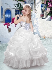 Lovely Spaghetti Straps Little Girl Pageant Dresses with Beading and Bubles