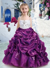 Lovely Spaghetti Straps Little Girl Pageant Dresses with Beading and Bubles