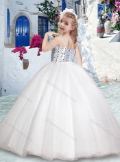Luxurious Spaghetti Straps Ball Gown Flower Girl Dresses with Beading