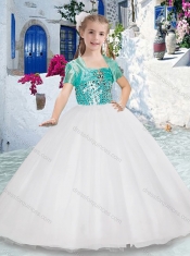 Luxurious Spaghetti Straps Ball Gown Flower Girl Dresses with Beading