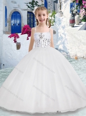 Luxurious Spaghetti Straps Ball Gown Flower Girl Dresses with Beading