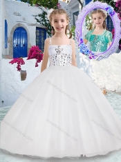 Luxurious Spaghetti Straps Ball Gown Flower Girl Dresses with Beading