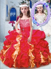 Luxurious Spaghetti Straps Little Girl Pageant Dresses with Beading and Ruffles