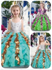 Most Popular Straps Little Girl Pageant Dresses with Beading and Ruffles
