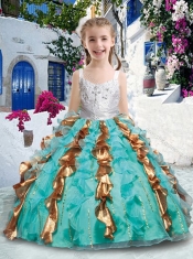 Most Popular Straps Little Girl Pageant Dresses with Beading and Ruffles