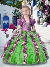 Most Popular Straps Little Girl Pageant Dresses with Beading and Ruffles