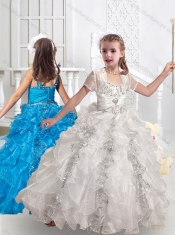 New Arrivals Straps Ball Gown Little Girl Pageant Dresses with Beading and Ruffles