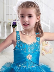 New Arrivals Straps Ball Gown Little Girl Pageant Dresses with Beading and Ruffles