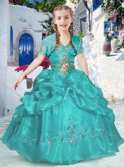 New Style Halter Top Bubles Little Girl Pageant Dresses in Turquoise